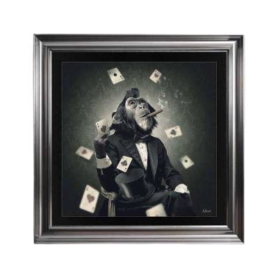 Sylan Monkey Poker Framed Art With Steel Frame