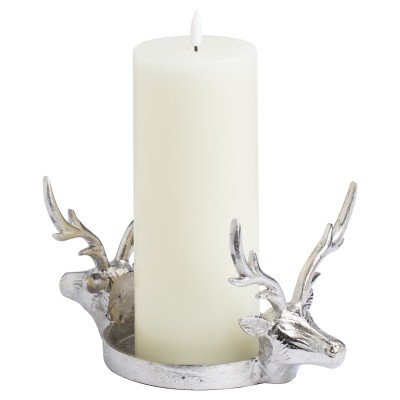 Large Cast Silver Stag Candle Holder