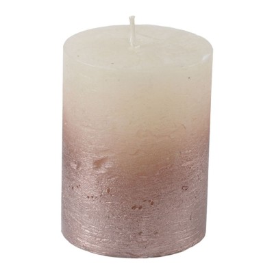 White Rustic Candle with Pink Ombre 7x12