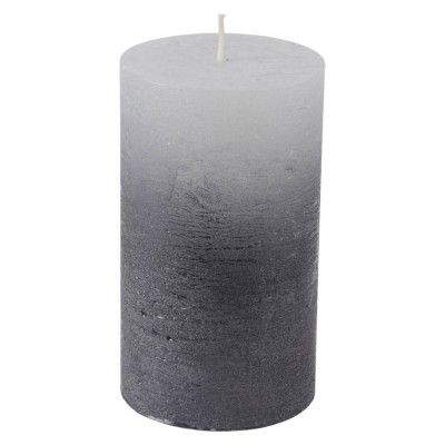 White Pillar Candle With A Black Metallic Base 7x19