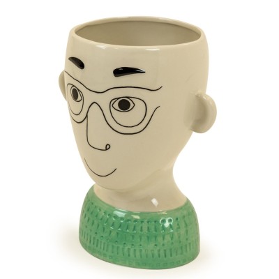Ceramic Doodle Man Face Vase With Glasses