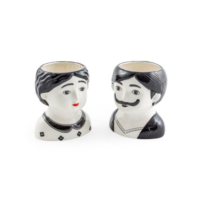 Arthur And Martha Set Of Two Ceramic Face Vases