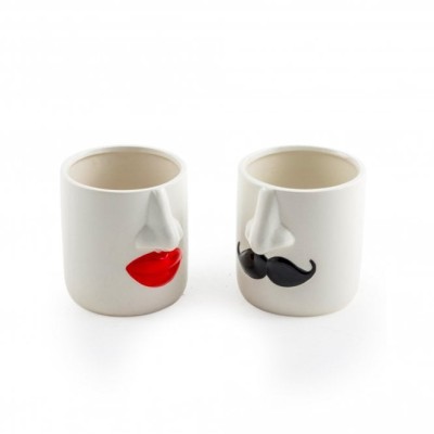 Mr And Mrs Set Of Two White Ceramic Pots