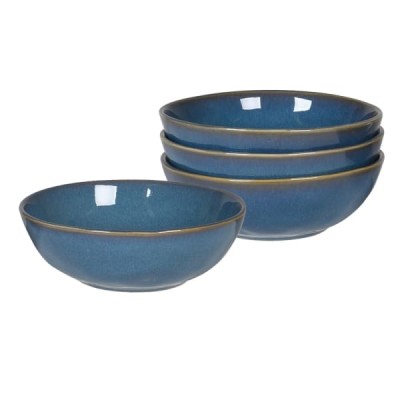Set Of Four Blue Stoneware Bowls