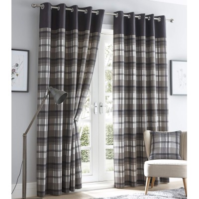 Orleans Charcoal Eyelet Curtains 46"x54"