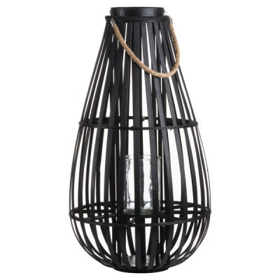 Large Domed Wicker Lantern With Rope Detail