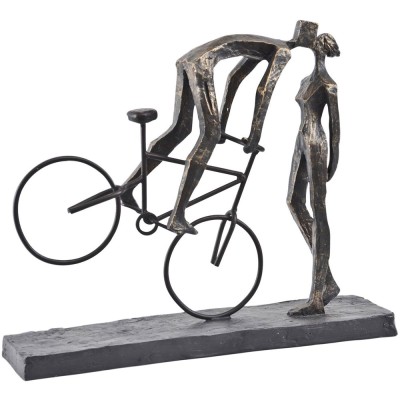 Kissing Couple Bike Sculpture In Antique Bronze Finish