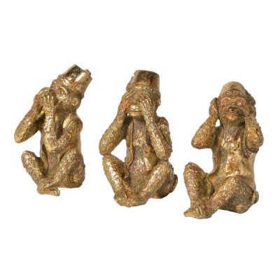 Set Of Three Wise Golden Monkeys