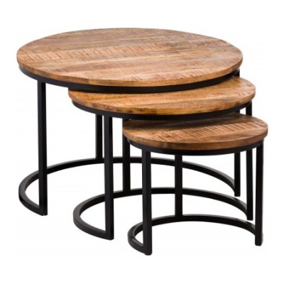 Bexley Set Of Three Industrial Nest Of Tables