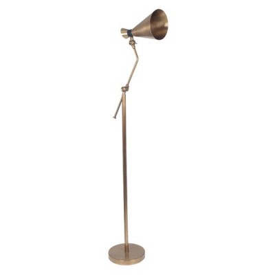 Wells Antique Brass Adjustable Metal Floor Lamp