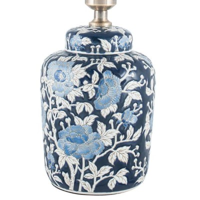 Gardenia Blue Floral Ceramic Table Lamp Base Only