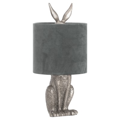 Parker Silver Hare Table Lamp With Grey Velvet Shade