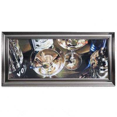 Martini Bar Silver Framed Painting