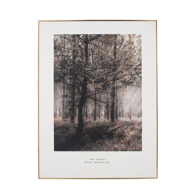 Mono Forest Trail Print with Gold Detail and Black Frame