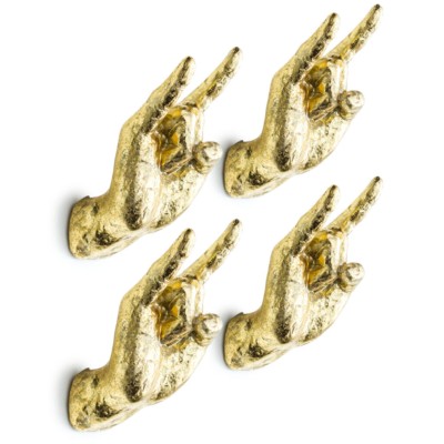 Set Of Four Gold Rock On Hands Wall Art