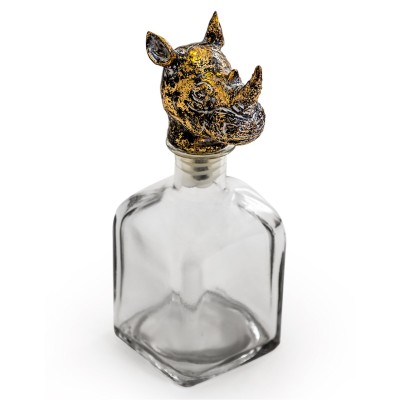 Glass Storage Bottle With Rhino Head Stopper